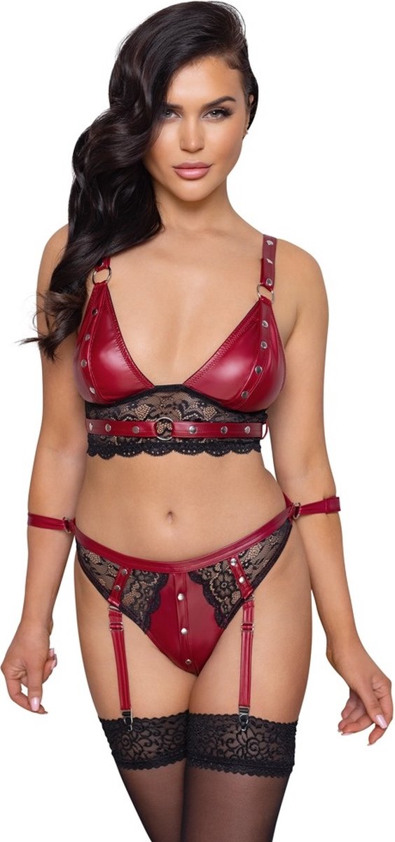 Goedkoopste Bra Set Bondage - Rood & Zwart