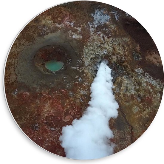 PVC Schuimplaat Muurcirkel - Krater in een Vulkaan - 30x30 cm Foto op Muurcirkel (met ophangsysteem)