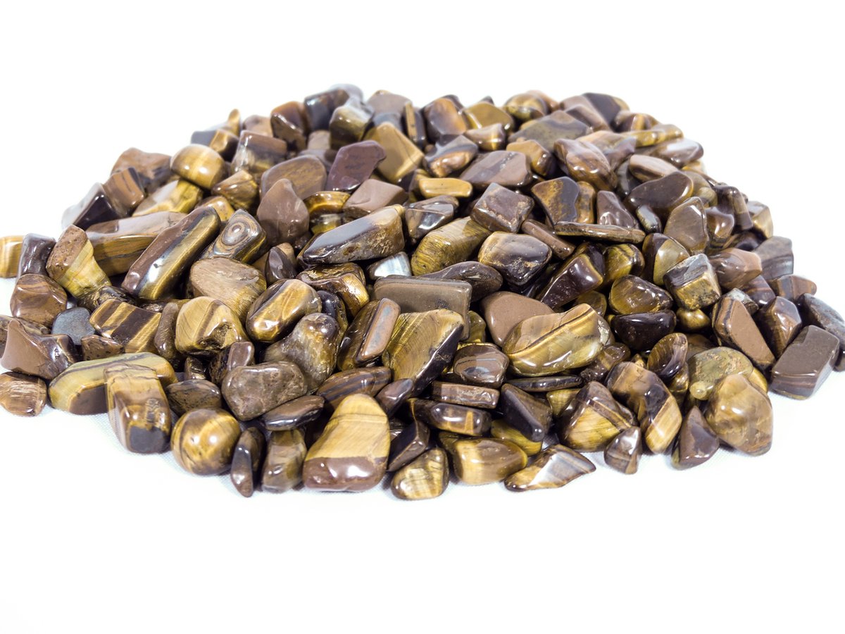 Tijgeroog Trommelstenen Klein (8 - 12mm) - Gepolijst - Voordeelzak van 500gr