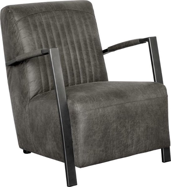 Industriële fauteuil Venus | leer Colorado grijs 02 | 66 cm | bol.com