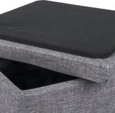 Pouf avec espace de rangement - Opbergbox avec couvercle - Repose-pieds - Pouf de rangement - Lin, Gris foncé, 32 x 36,5 cm