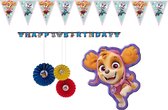 Paw Patrol - Skye - Feestversiering - Kinderfeest - Verjaardag - Themafeest - Feest - Slinger - Vlaggenlijn - Waaier hangdecoratie - Folie ballon.