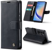 Casemania Hoesje Geschikt voor Samsung Galaxy S23 Plus Charcoal Gray - Lederen Portemonnee Book Case
