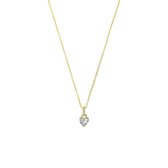 Lucardi Dames Zilveren goldplated ketting met hanger hart zirkonia - Ketting - 925 Zilver - Goudkleurig - 48 cm