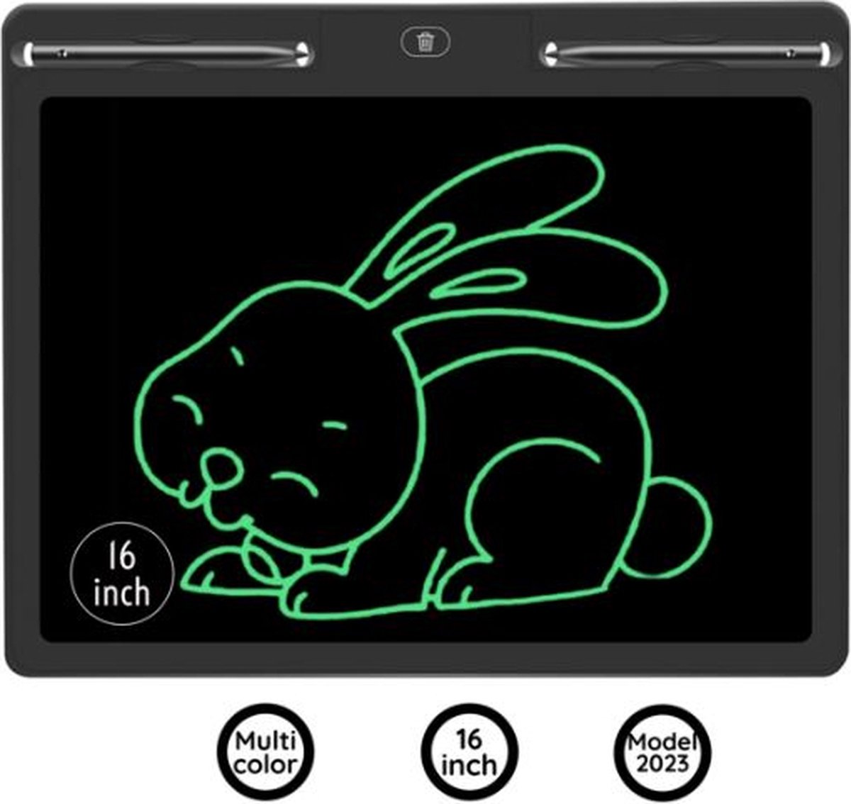 LCD tekentablet- schrijftablet- zwart- kinderen 16 inch-Kleurenscherm - Incl 2 pennen - Tekenen - Schrijfbord - Speelgoed tablet - Notitie Tablet met Scherm-