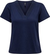 Only T-shirt Onlbenita S/s V-neck Top Jrs 15294612 Evening Blue Dames Maat - XS