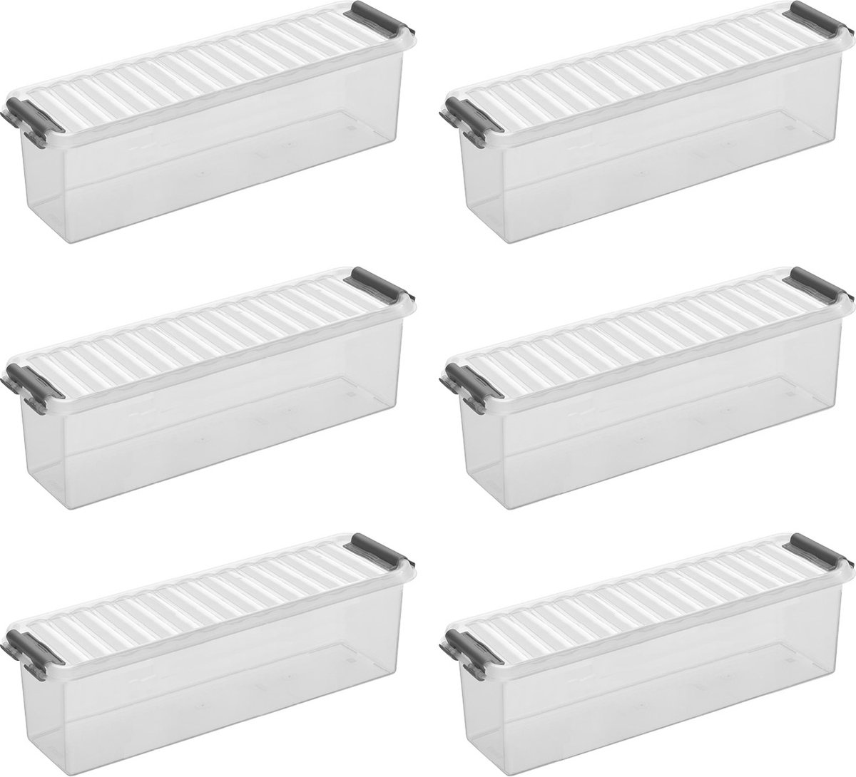 Sunware Q-Line opbergbox 1,3L - Set van 6 - Transparant/Grijs