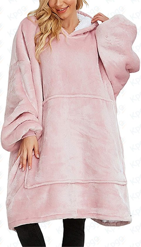 Cuddle Hoodie - Fleece plaid - Cadeau voor vrouw - Moederdag - Moederdag geschenk - moederdag cadeautje - Snuggie - Plaid met mouwen - Hoodie deken - Babyroze - Huggle hoodie - lekker zacht en dikke stof