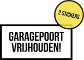 Pictogram/ sticker | "Garagepoort vrijhouden!" | 20 x 10 cm | Niet parkeren | Inrit vrijlaten | Parkeeroverlast | Parkeerverbod | Wegsleepregeling | 2 stuks