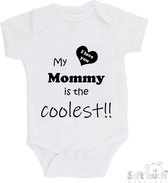 100% katoenen Romper "My mommy is the coolest!! / I love you" Moeder Moederdag Mama Unisex Katoen Wit/zwart 56/62