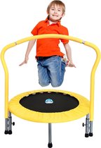 Mini Trampoline - Kindertrampoline - Opvouwbare Trampoline - Kindertrampoline voor kinderen met verstelbare handgreep en veiligheidshalster - geel