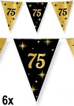 6x Luxe Vlaggenlijn 75 zwart/goud 10 meter - Classy - Dubbelzijdig bedrukt - Abraham Sarah festival thema feest party