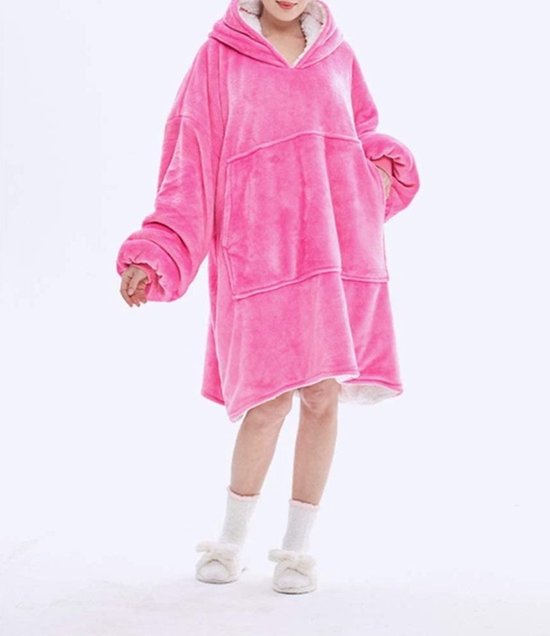 Cuddle Hoodie - Plaid avec manches - cadeau fête des mères - Couverture à capuche - Rose