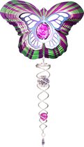Spin Art Windspinner Vlinder/ Butterfly Purple Artist Crystal Tail, ACTBUC0800, totale lengte 60cm