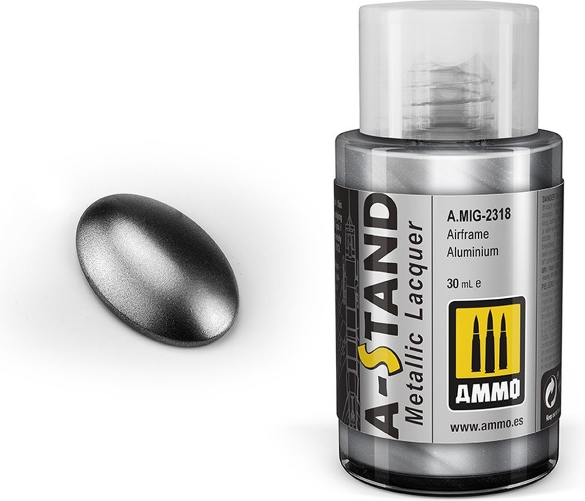AMMO by Mig Jimenez Hobbyverf - MIG 2318 A-Stand Airframe Aluminium - Metallic - 30ml Verf flesje - 30 ml
