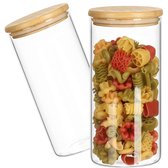 3 x bocaux de stockage avec couvercle en bambou, récipient en verre borosilicaté réutilisable hermétique, bocaux de stockage, 1,3 litre