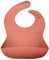 Il Bambini - slabbetje baby - kinderslab - siliconen slabbetje - slabbetje met opvangbak - verstelbaar - donkerroze