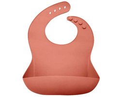 Il Bambini - slabbetje baby - kinderslab - siliconen slabbetje - slabbetje met opvangbak - verstelbaar - donkerroze