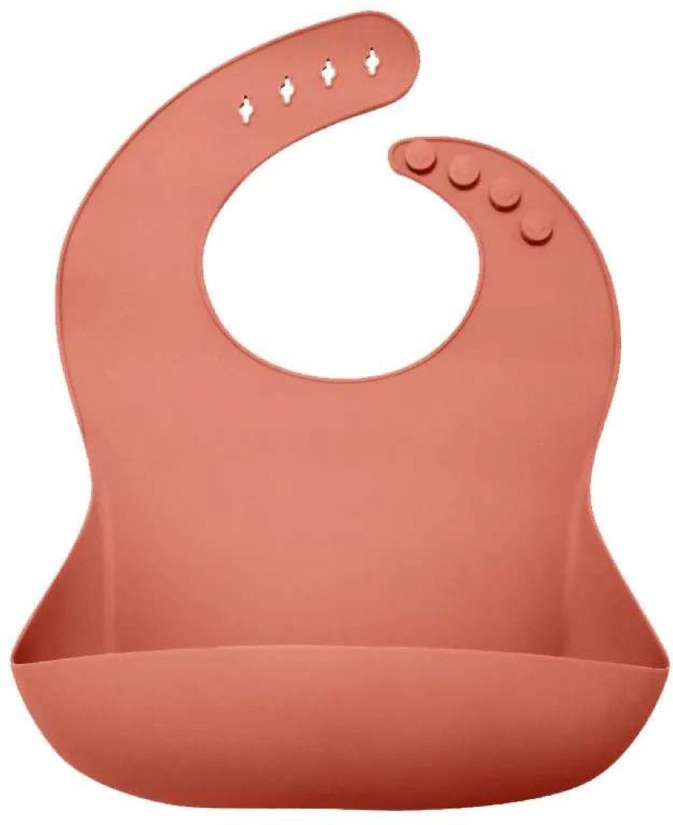 Goedkoopste Il Bambini - slabbetje baby - kinderslab - siliconen slabbetje - slabbetje met opvangbak - verstelbaar - donkerroze