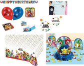 Super Mario - Verjaardag - Compleet feestpakket - Themafeest - Feestartikelen - Versiering - Slingers - Feest bordjes - Servetten - Tafelkleed - Tafeldecoratie set - Uitnodigingen - Ballonnen.