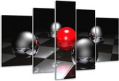 Glasschilderij Ball - Rood, Zwart, Grijs - 170x100cm 5Luik - Foto Op Glas - Geen Acrylglas Schilderij - 6000+ Glasschilderijen Collectie - Wanddecoratie