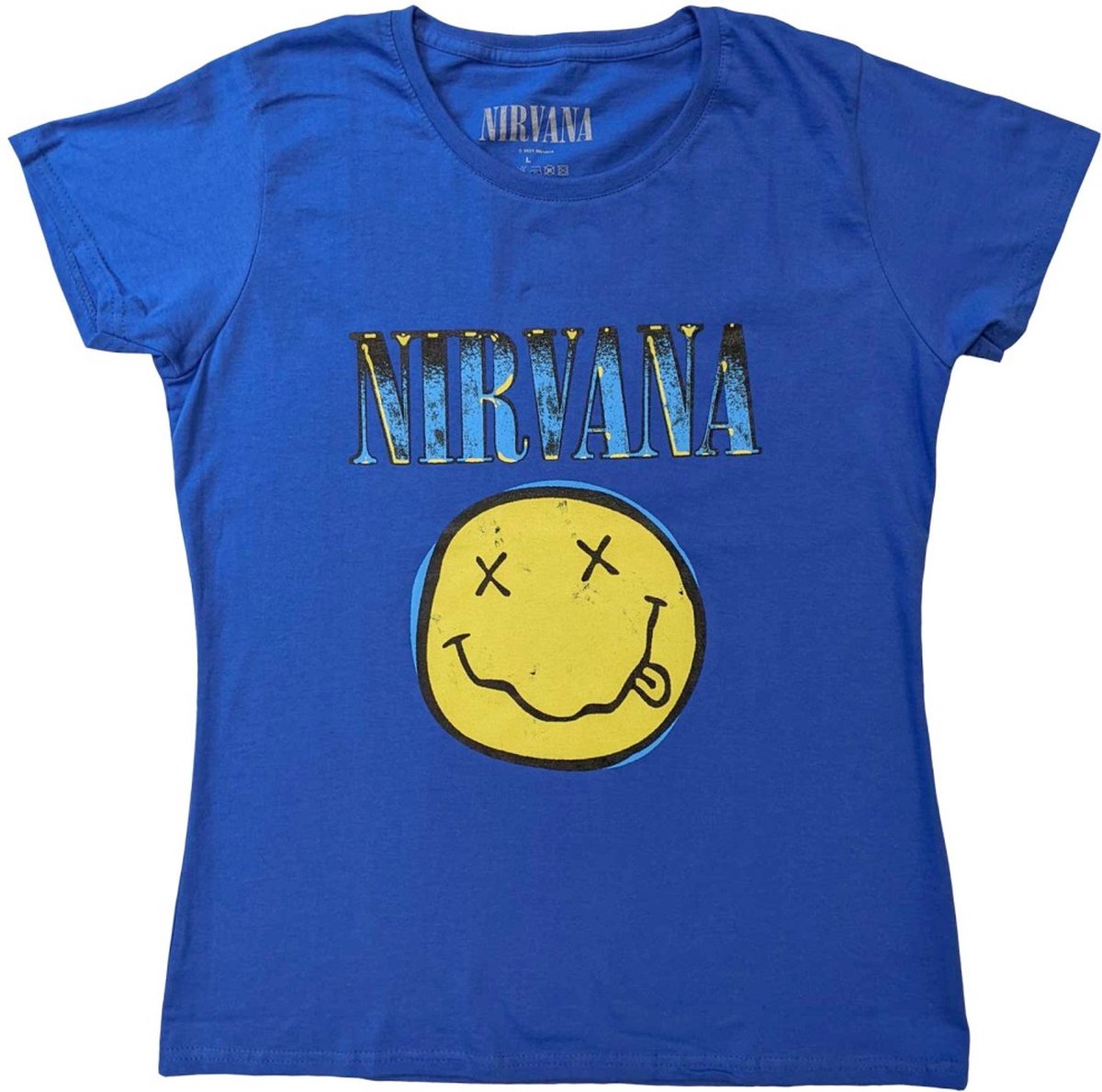 Nirvana - Xerox Happy Face Heren T-shirt - L - Blauw