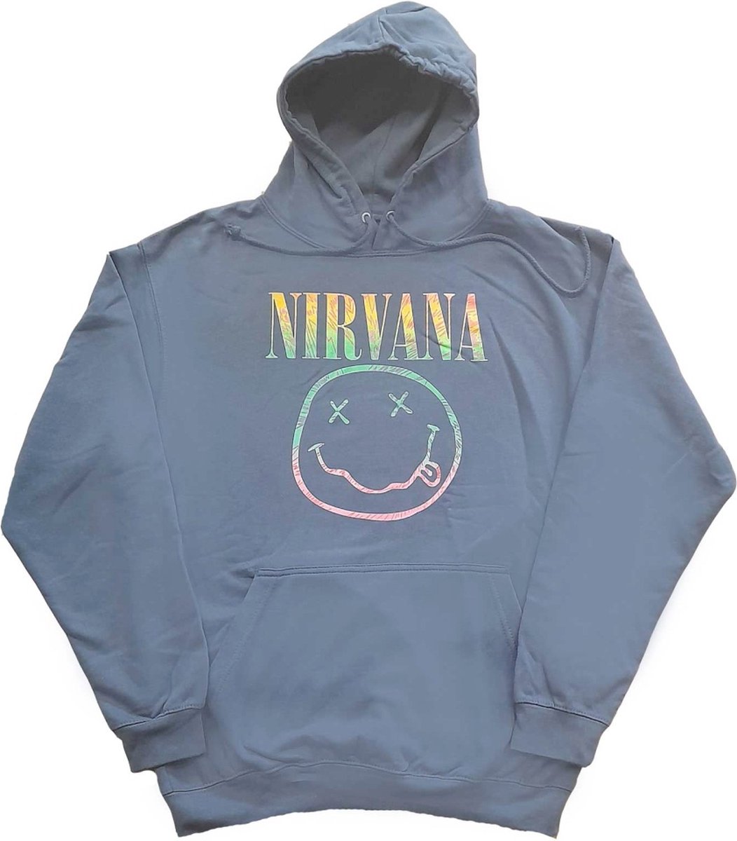 Nirvana Hoodie/trui -L- Sorbet Ray Happy Face Blauw