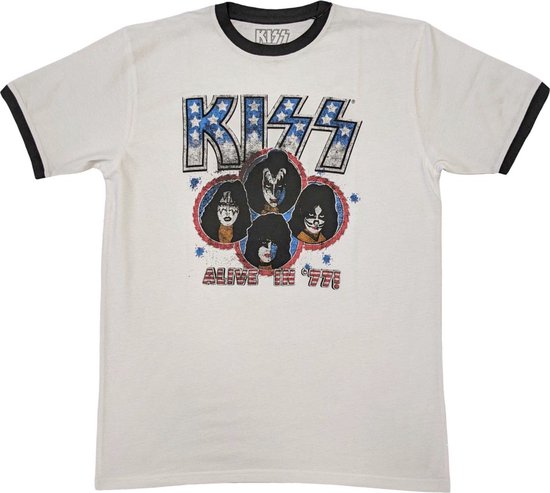 T-shirt Homme Kiss Alive In 77 - Noir - Taille XL - Concert Vintage Rock
