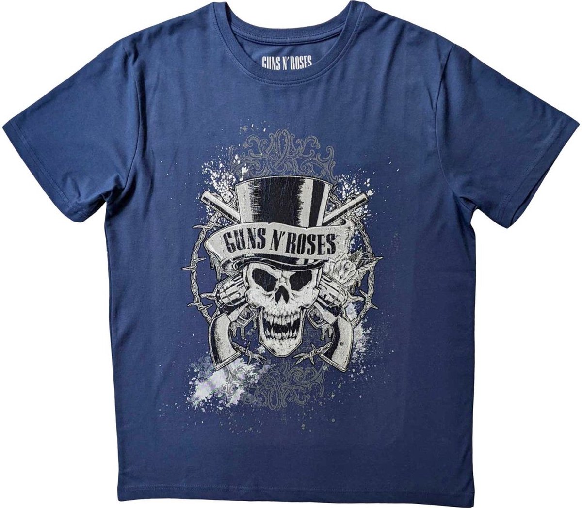 Guns N' Roses - Faded Skull Heren T-shirt - M - Blauw
