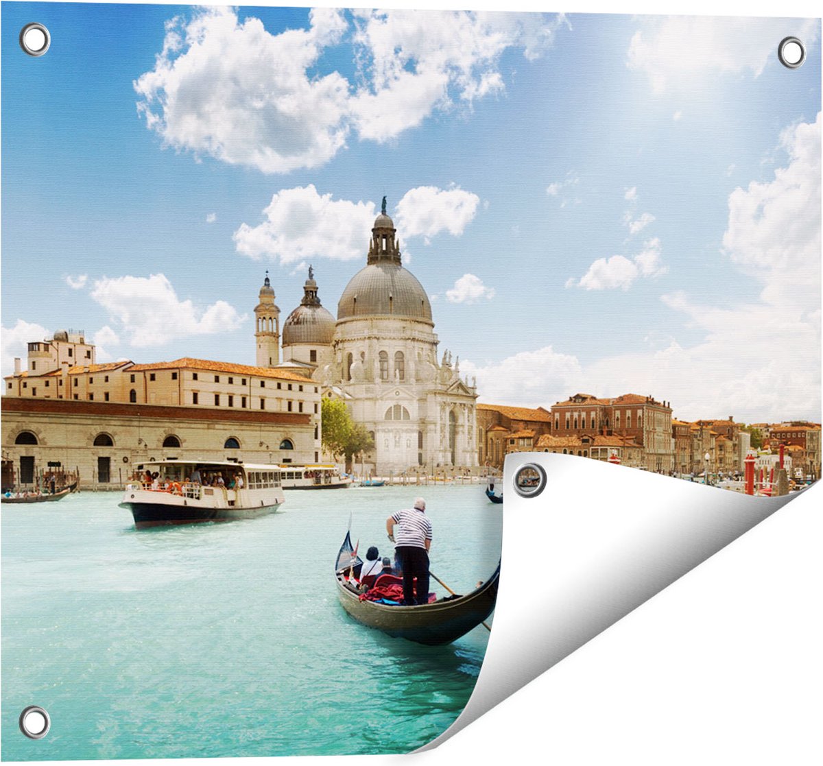 Gards Tuinposter Basiliek San Marco in Veneti� op het Water - 50x40 cm - Tuindoek - Tuindecoratie - Wanddecoratie buiten - Tuinschilderij Multikleur