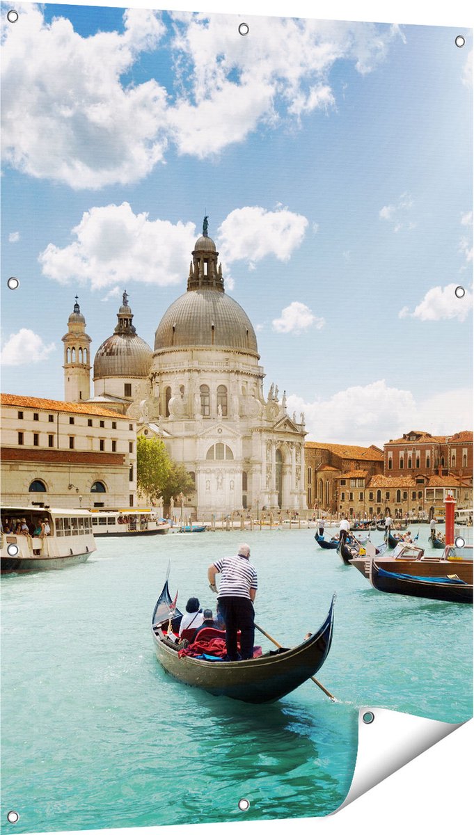 Gards Tuinposter Basiliek San Marco in Veneti� op het Water - 80x120 cm - Tuindoek - Tuindecoratie - Wanddecoratie buiten - Tuinschilderij Multikleur