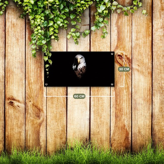 Gards Tuinposter Adelaarkop - Adelaar - 60x30 cm - Tuindoek - Tuindecoratie - Wanddecoratie buiten - Tuinschilderij