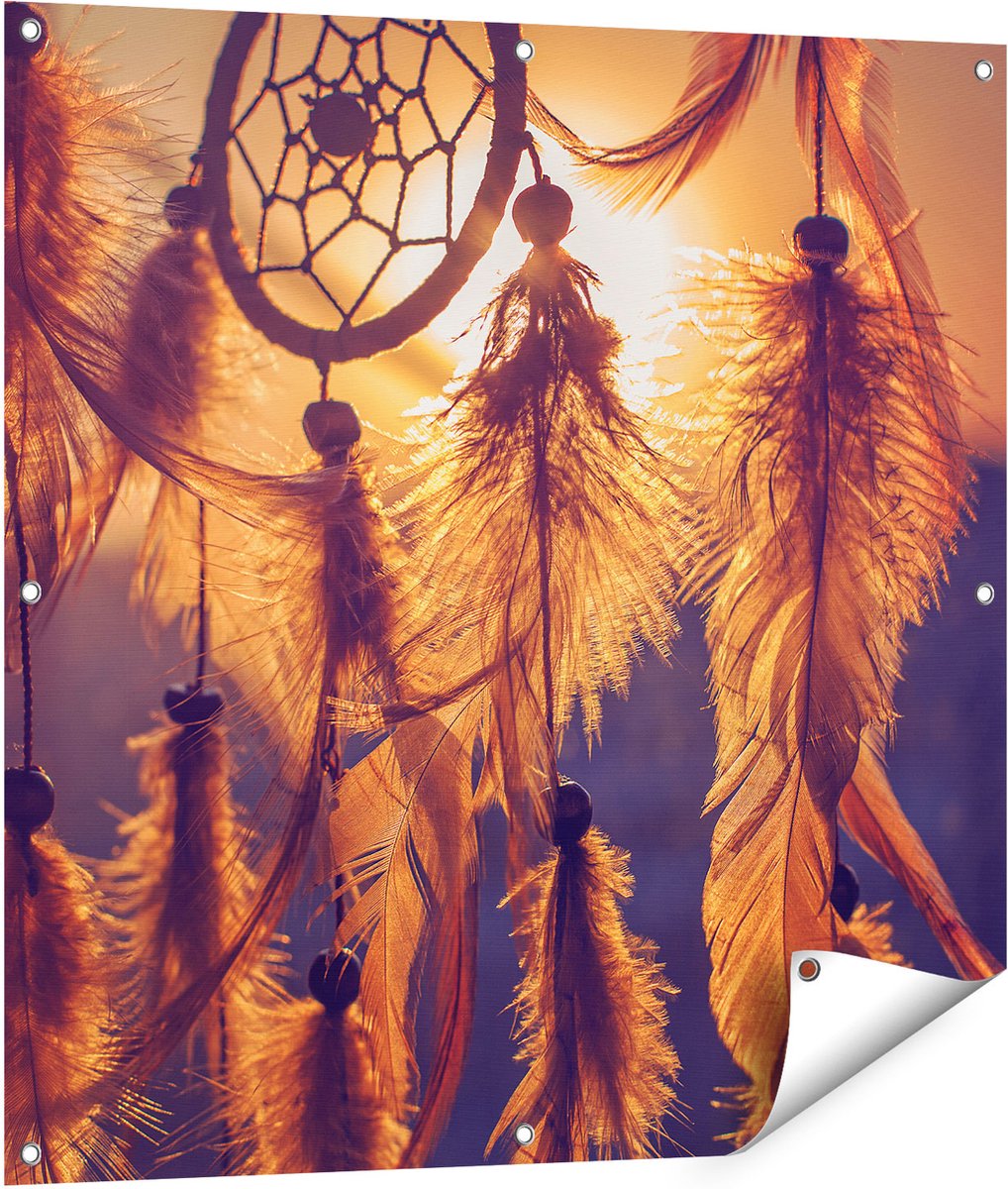 Gards Tuinposter Amulet van de Indianen - Symbool - Ketting - 90x90 cm - Tuindoek - Tuindecoratie - Wanddecoratie buiten - Tuinschilderij Multikleur