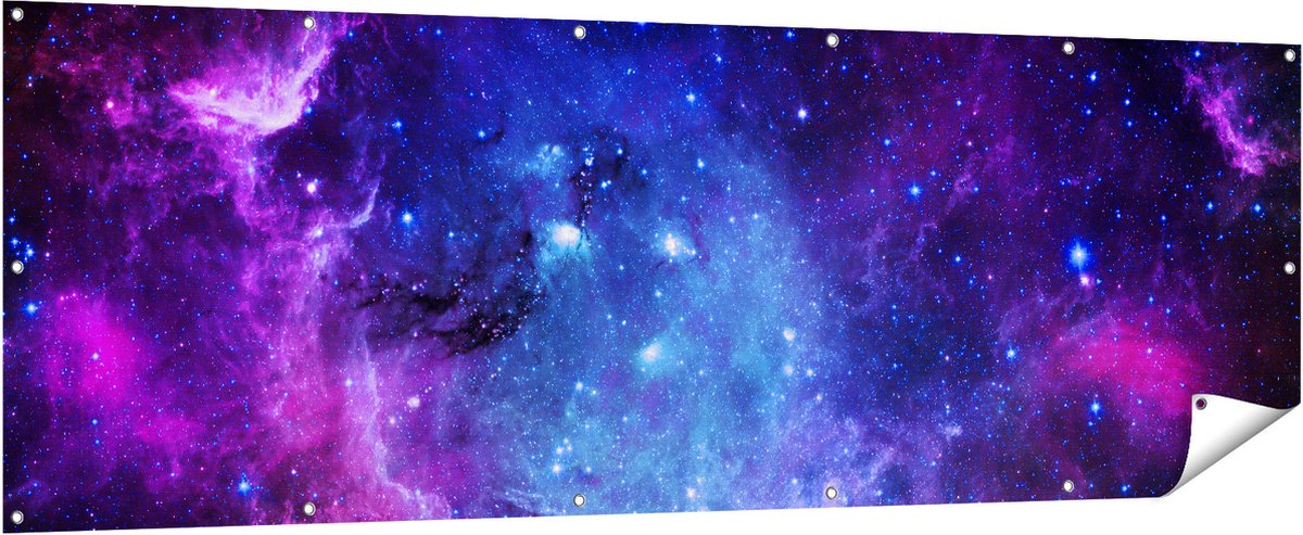 Gards Tuinposter Ruimte in het Paars Blauw - 210x70 cm - Tuindoek - Tuindecoratie - Wanddecoratie buiten - Tuinschilderij Multikleur