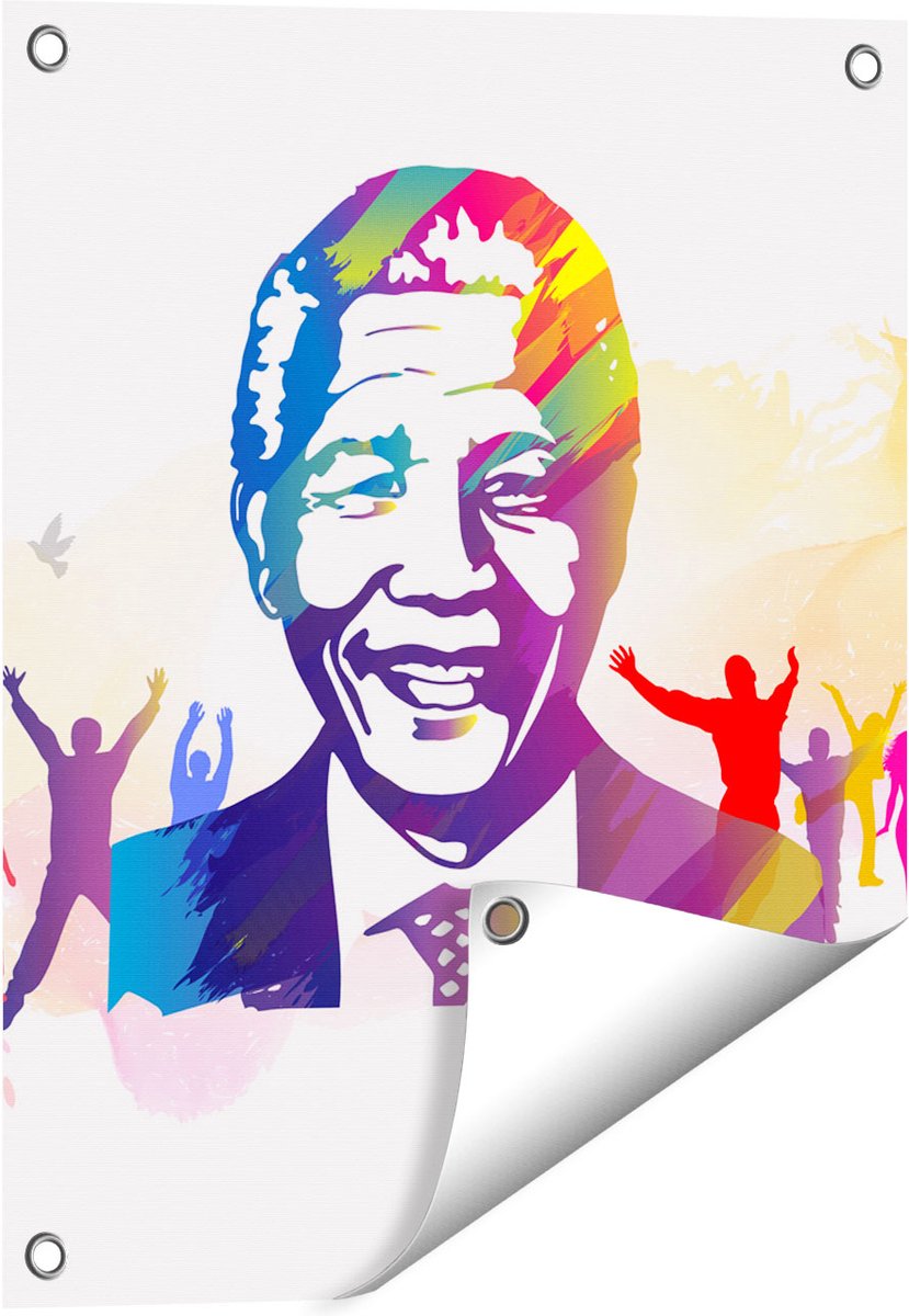 Gards Tuinposter Nelson Mandela - 40x50 cm - Tuindoek - Tuindecoratie - Wanddecoratie buiten - Tuinschilderij Multikleur