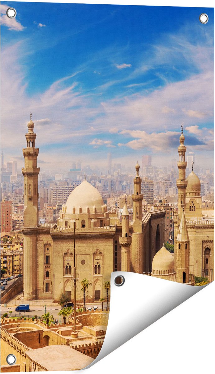 Gards Tuinposter Moskee in Cairo, Egypte - 40x60 cm - Tuindoek - Tuindecoratie - Wanddecoratie buiten - Tuinschilderij Multikleur