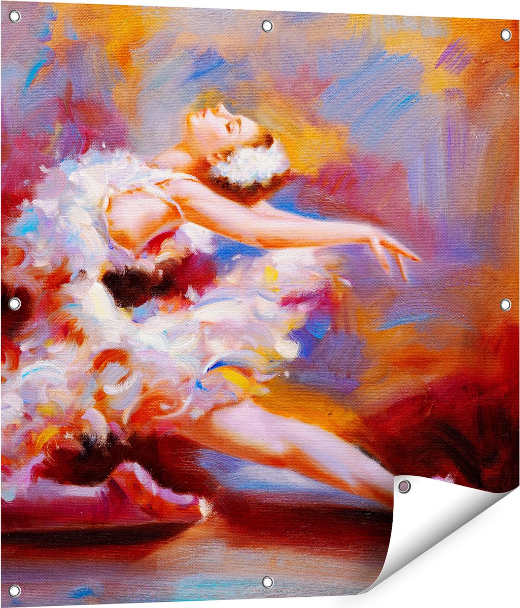 Gards Tuinposter Ballerina van Olieverf - Ballet - 80x80 cm - Tuindoek - Tuindecoratie - Wanddecoratie buiten - Tuinschilderij Multikleur