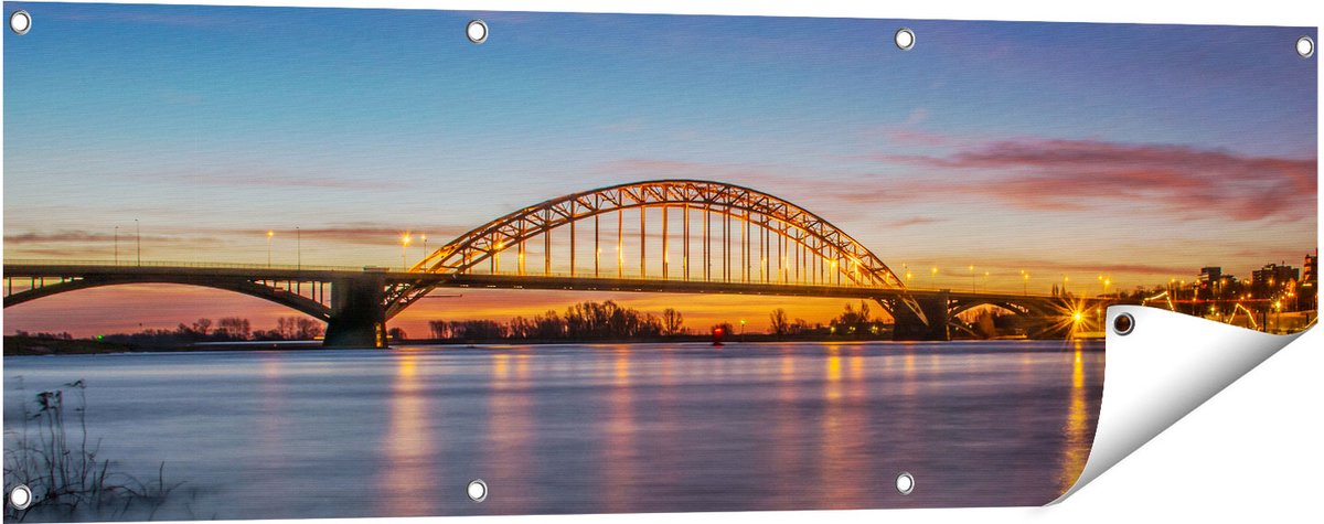 Gards Tuinposter Waalbrug in Nijmegen - 120x40 cm - Tuindoek - Tuindecoratie - Wanddecoratie buiten - Tuinschilderij Multikleur