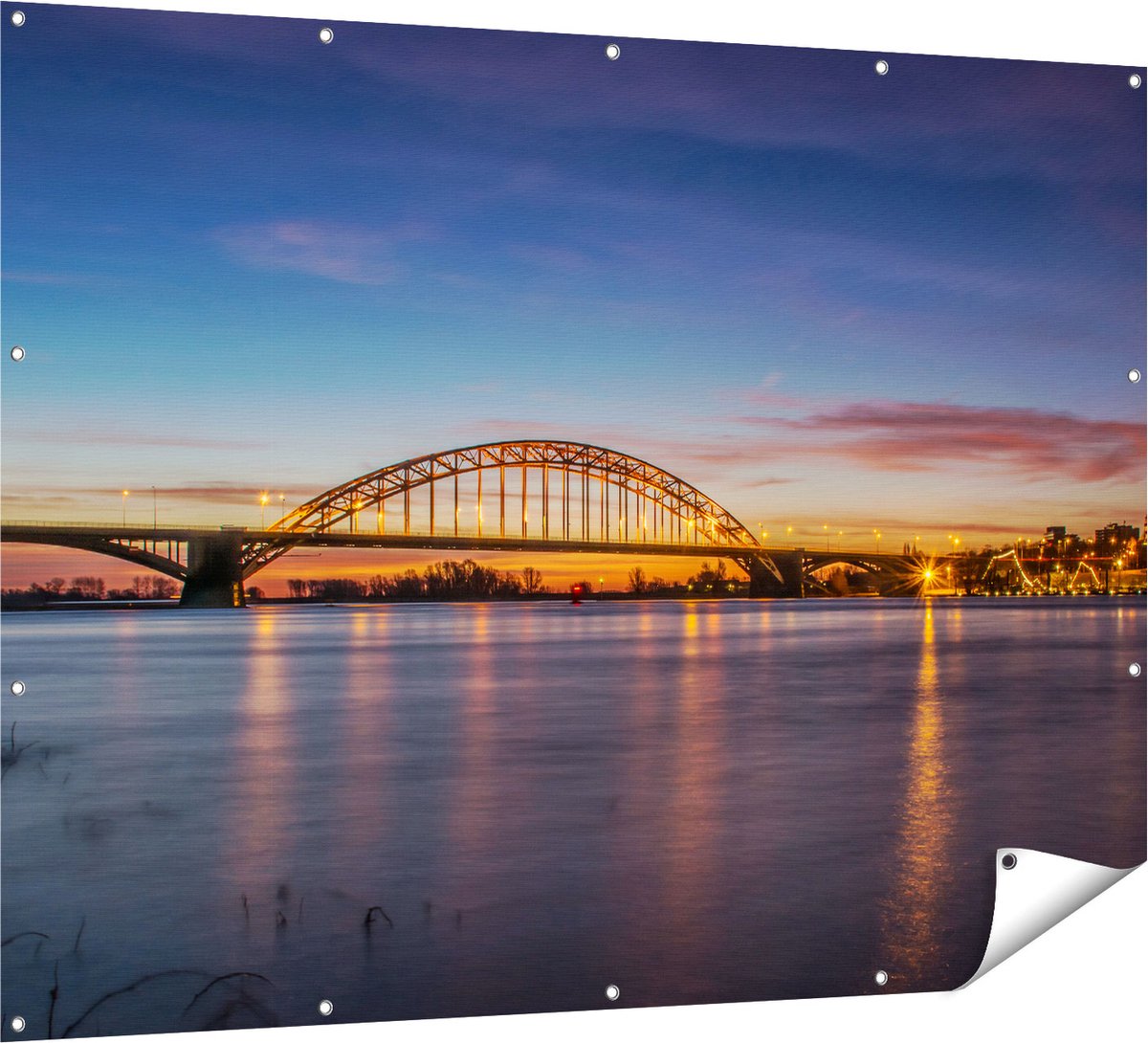 Gards Tuinposter Waalbrug in Nijmegen - 160x120 cm - Tuindoek - Tuindecoratie - Wanddecoratie buiten - Tuinschilderij Multikleur