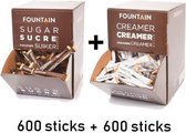 Fountain Suikersticks & Creamersticks, in dispenserdoos, 600 + 600 stuks