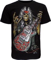 T-Shirt Skull Rock Guitare Métal Zwart