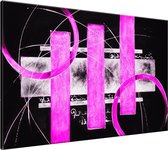 Schilderij - Modern - Roze , Grijs , Zwart - 120x70cm 1Luik - GroepArt - Handgeschilderd Schilderij - Canvas Schilderij - Wanddecoratie - Woonkamer - Slaapkamer - Geschilderd Door Onze Kunstenaars 2000+Collectie Maatwerk Mogelijk