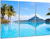 Glasschilderij Vakantie - Blauw, Groen, Wit - 120x80cm 3Luik - Foto Op Glas - Geen Acrylglas Schilderij - GroepArt 6000+ Glas Art Collectie - Maatwerk Mogelijk