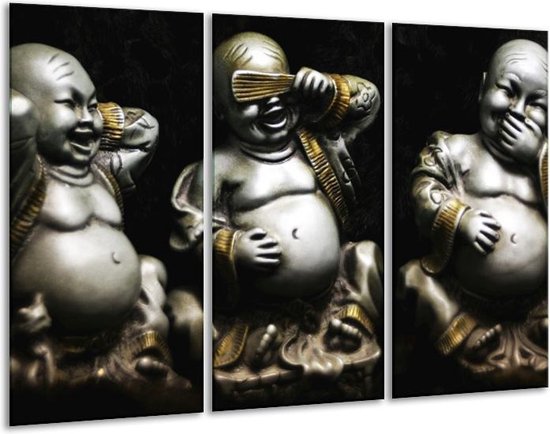 Glasschilderij Boeddha | Zwart, Wit, Goud |