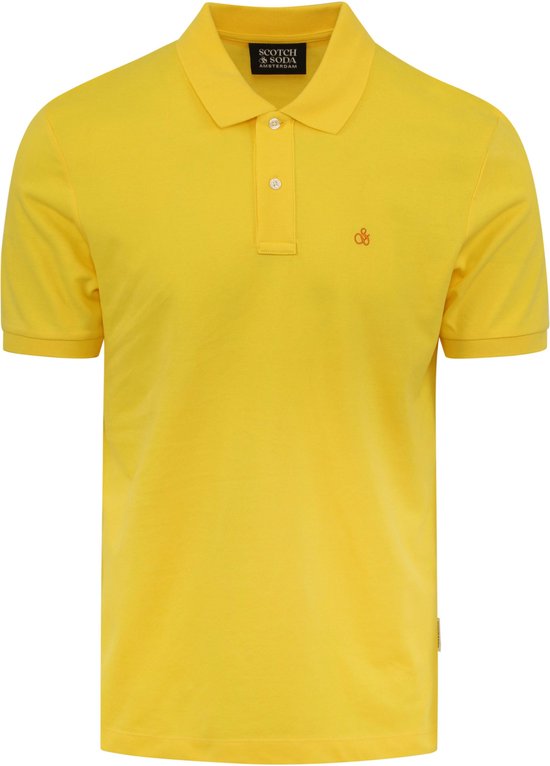 Scotch and Soda - Pique Polo Geel - Slim-fit - Heren Poloshirt Maat M