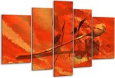 Glasschilderij Roos - Oranje, Rood, Geel - 170x100cm 5Luik - Foto Op Glas - Geen Acrylglas Schilderij - 6000+ Glasschilderijen Collectie - Wanddecoratie