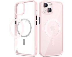 foto van Hoesje Geschikt voor iPhone 14 Plus Roze Hoesje - Hoesje met Magsafe voor iPhone 14 Plus MagSafe - iPhone 14 Plus Hoesje Transparant Roze - Shockproof - Roze