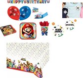 Super Mario - Anniversaire - Forfait fête - Articles de fête - Décoration - Fête d'enfants - Guirlandes et drapeaux - Assiettes - Gobelets - Serviettes - Nappe - Invitations - Ballons.