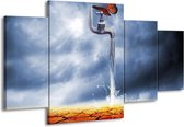 GroepArt - Schilderij -  Modern - Bruin, Grijs - 160x90cm 4Luik - Schilderij Op Canvas - Foto Op Canvas