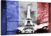 Peinture | Peinture sur toile Paris, Tour Eiffel | Gris, rouge, bleu | 140x90cm 1 Liège | Tirage photo sur toile